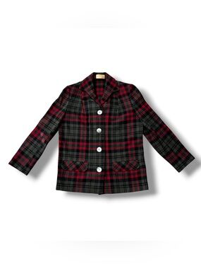 Vintage Pendleton Wool Blazer 10 Red Green Tartan USA Made Heritage Preppy